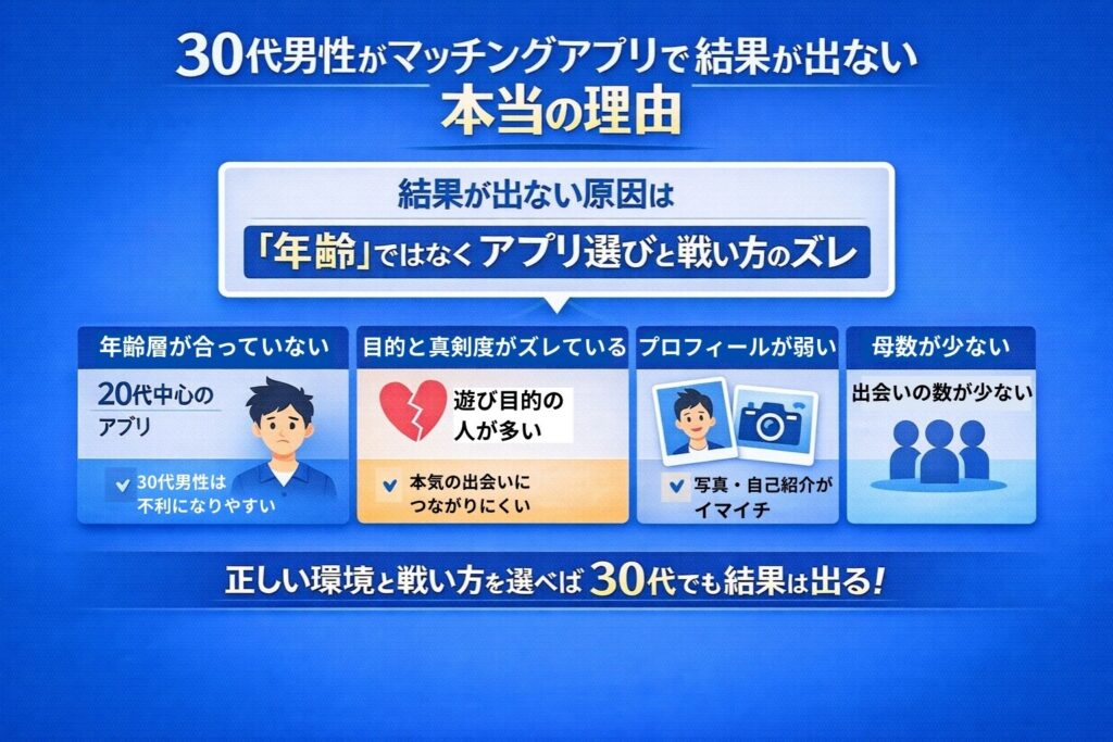 30代男性がマッチングアプリで結果が出ない本当の理由