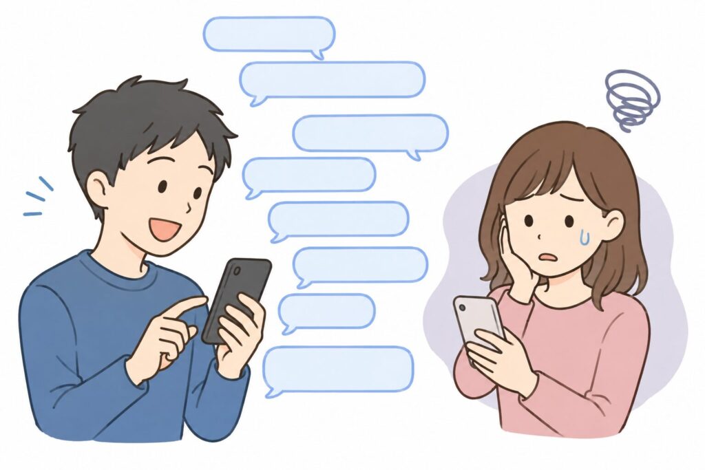 質問攻めする男性