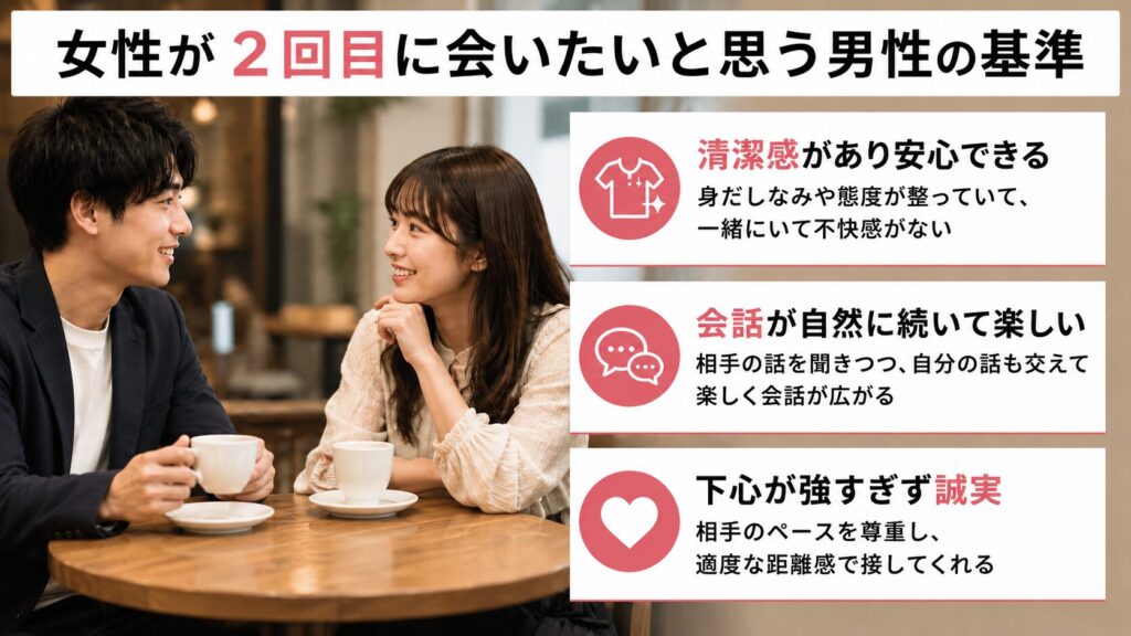 女性が2回目に会いたいと思う男性の基準