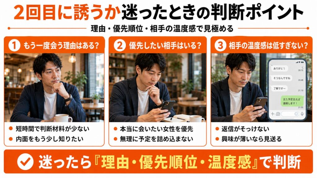 2回目に誘うか迷ったときの判断ポイント