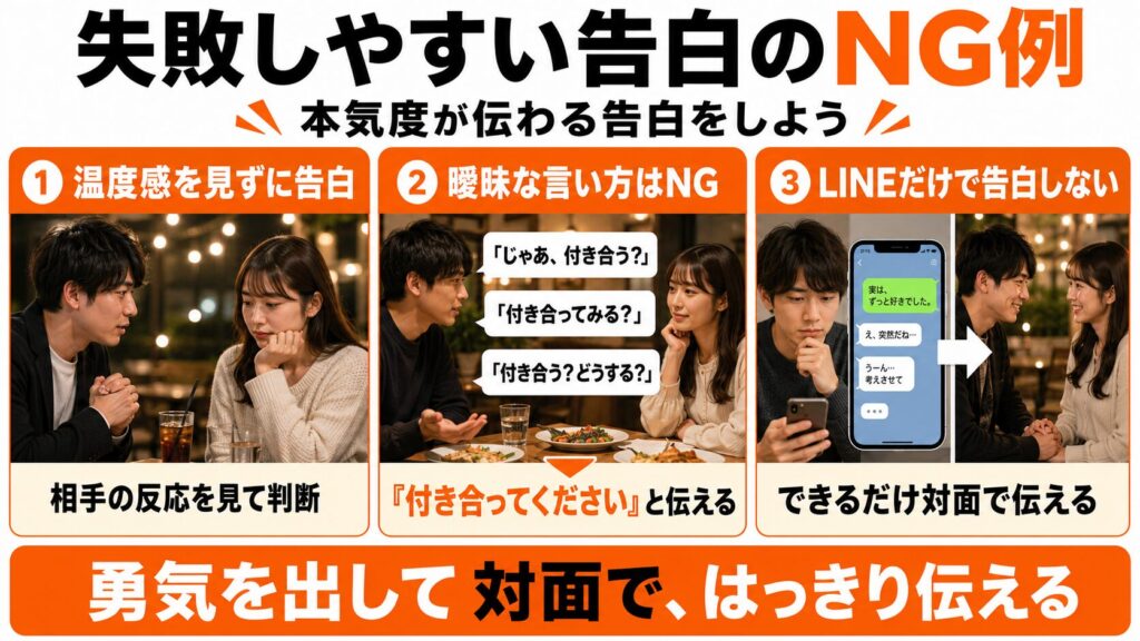 失敗しやすい告白のNG例